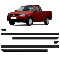 Jogo Friso Lateral Saveiro G3 G4 2003 2004 2005 2006 2007 2008 Preto Modelo Largo