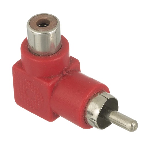 ADAPTADOR PLUG RCA 90º NIQUEL PARA JACK RCA VERMELHO AKIO UTILIDADES