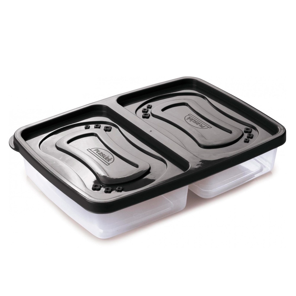 Porta Frios Duplo Presunto Queijo mussarela pote 2 divisórias para marmita lanches tapoer microondas freezer Plasútil