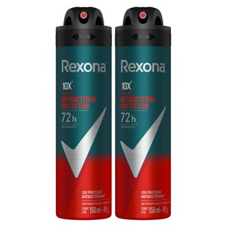 Kit 2 Desodorantes Antitranspirantes Aerossol Rexona Men Antibacterial Protection 150ml cada