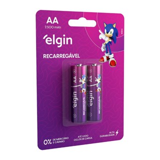 Pilha Recarregável Aa Pequena 2500mah Elgin Blister C/2 Unid