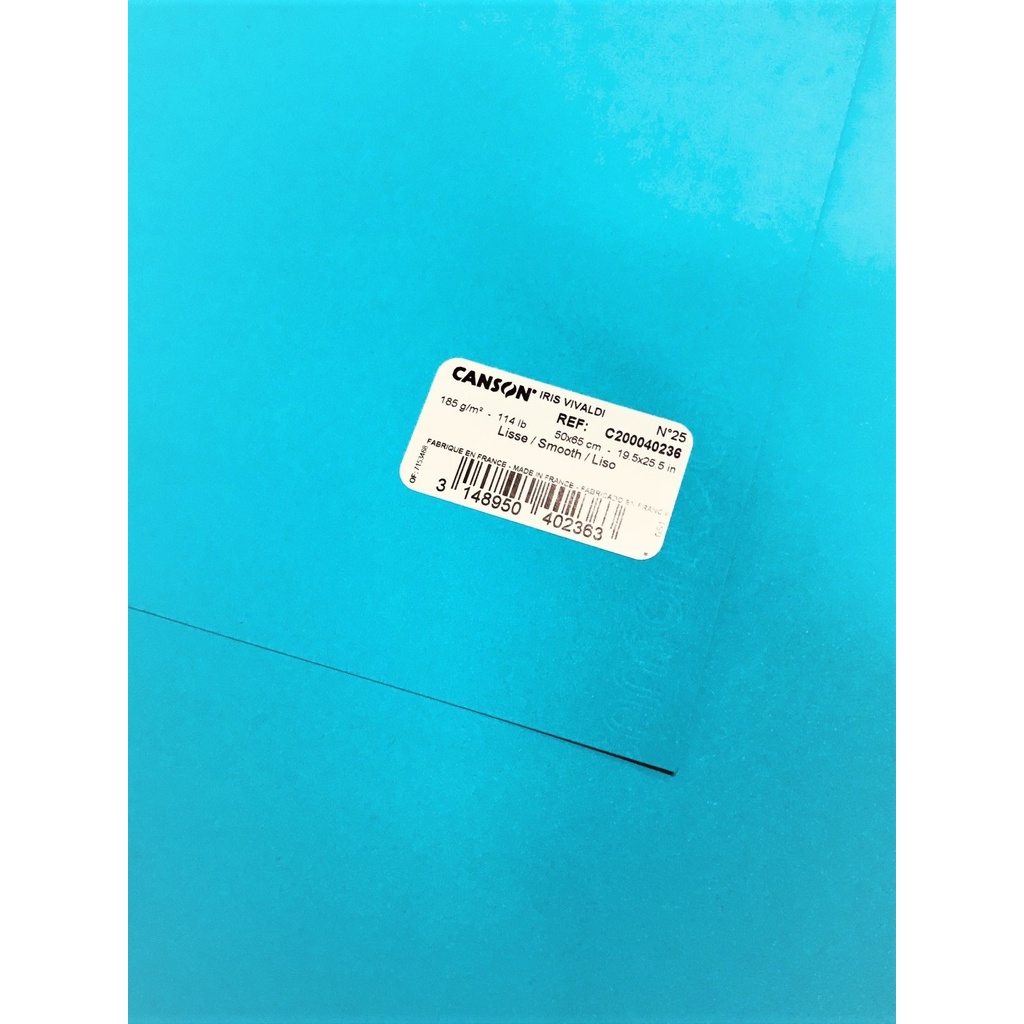 Papel vivaldi 185g Canson azul turquesa 50X65cm