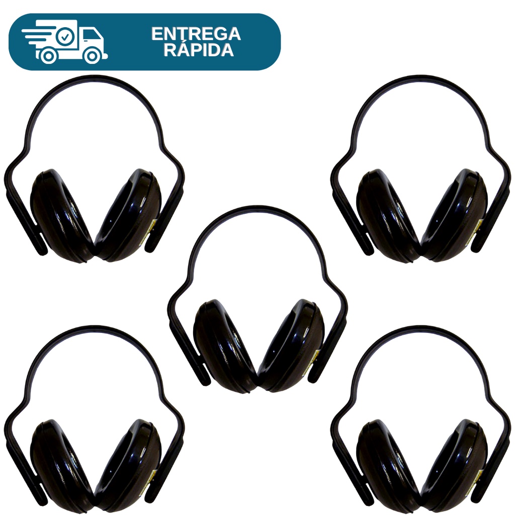 Kit 5 Abafador de Ruidos Protetor Auditivo Auricular Tipo Concha 14DB Plastcor Ouvido Epi