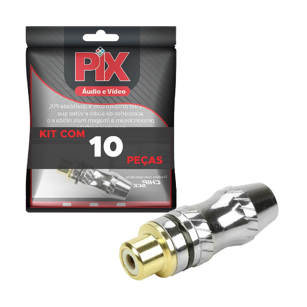 10x Conector Plug Rca 24k Profissional top de linha preto