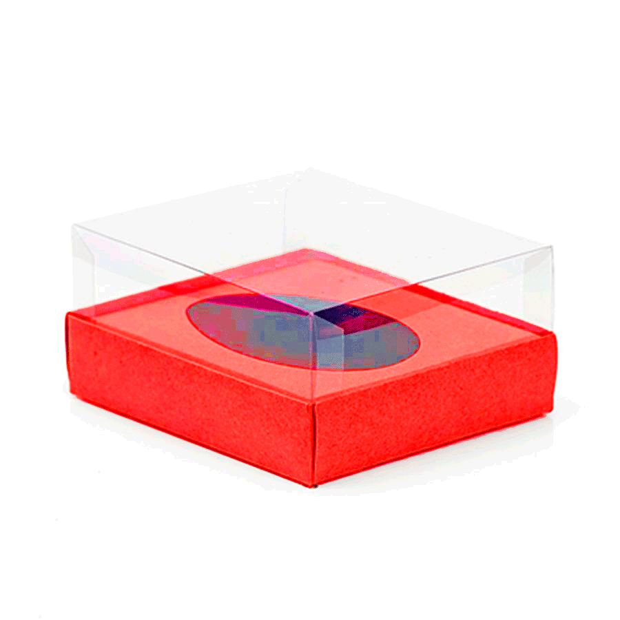 Caixa Ovo de Colher - Meio Ovo de 250g - 15cm x 13cm x 6,5cm - Vermelha - 5unidades - Assk - Páscoa Rizzo Embalagens