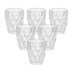 Conjunto De Copos De Vidro Diamond Transparente 270ml 6 Peças - Lyor