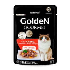 Ração Úmida Golden Gourmet Para Gatos Castrados Carne 70g