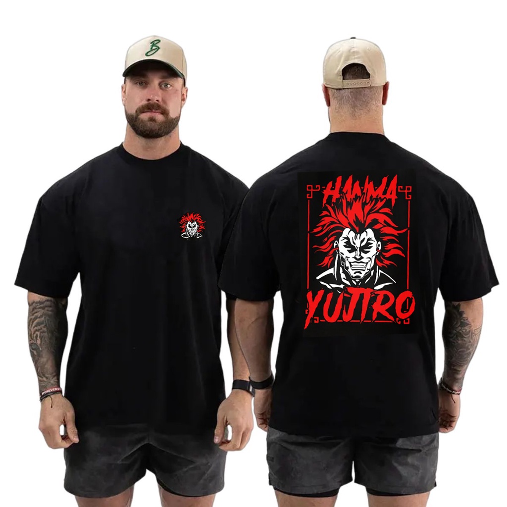 Camiseta Oversized Academia Estampada  Anime Japonês Yujiro Baki Hanma Maromba Fitness 100% Algodão Alta Qualidade