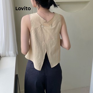 Lovito Regata Feminina Casual Lisa Com Divisão Nas Costas L77ED069