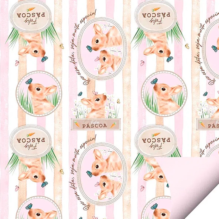 Folha para Ovos de Páscoa Double Face Charles Rosa 69x89cm - 25 unidades - Cromus - Rizzo Distribuidora em Oferta na Shopee