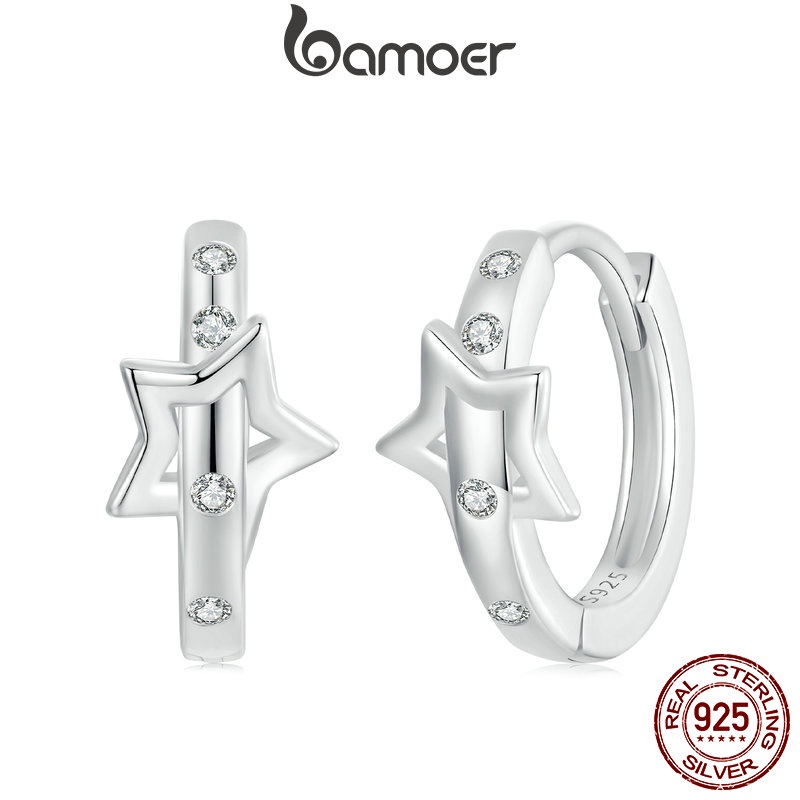 Brincos Bamoer 925 Sterling Sliver Hoop Star Belt Design Jóias Presentes Para Mulheres em Oferta na Shopee