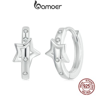 Brincos Bamoer 925 Sterling Sliver Hoop Star Belt Design Jóias Presentes Para Mulheres