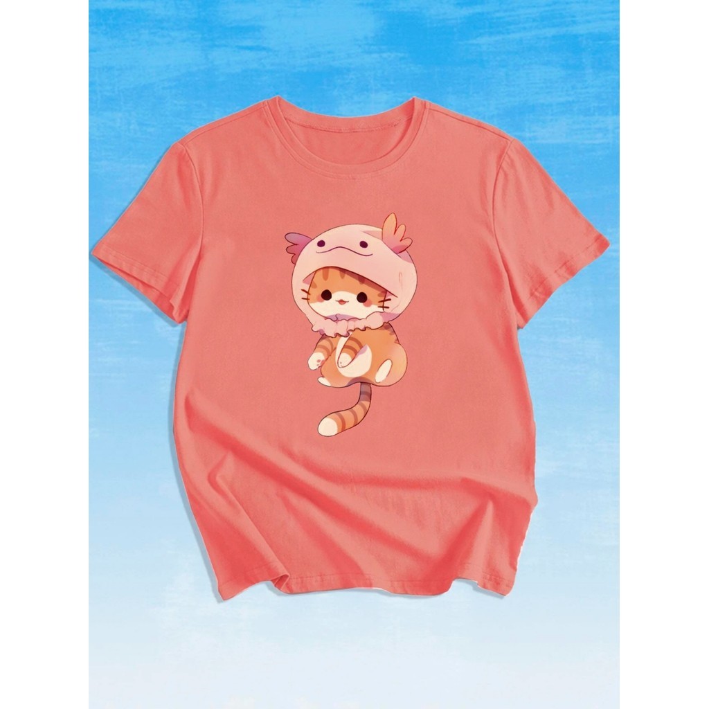 Camiseta Tumblr Oversized Moderna Aesthetic Casual Blusa Fashion Camisa T Shirt Estampada Gatinho