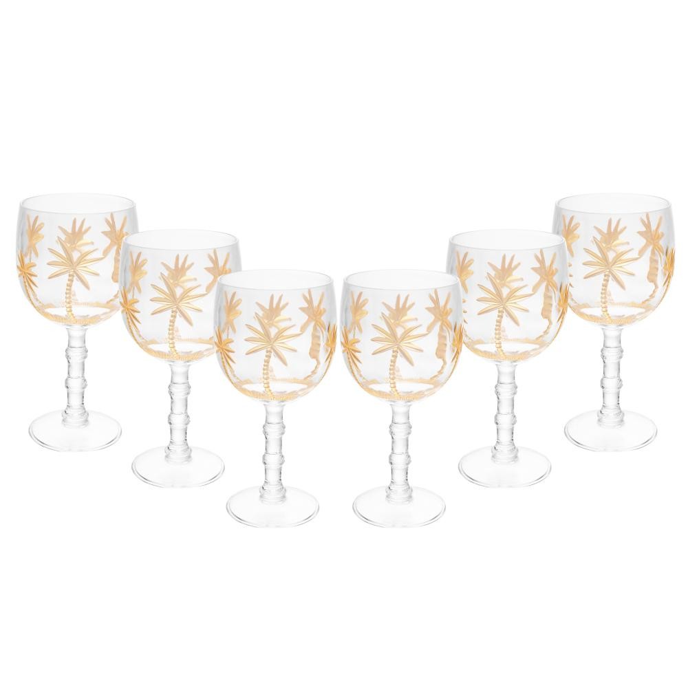 6 Taças Wolff Palm Gold de Acrílico 500ml - Home & Living