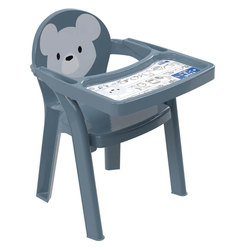 Cadeira Para Bebê Com Bandeja Plasútil Urso Menino - Mom & Baby
