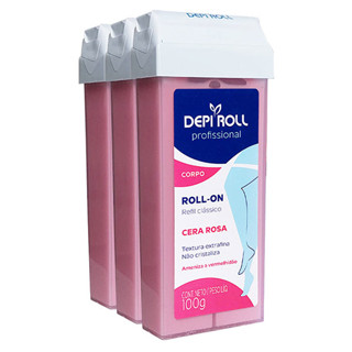 Depiroll Kit C/ 3 Cera Roll-on Rosa Refil 100g em Oferta na Shopee