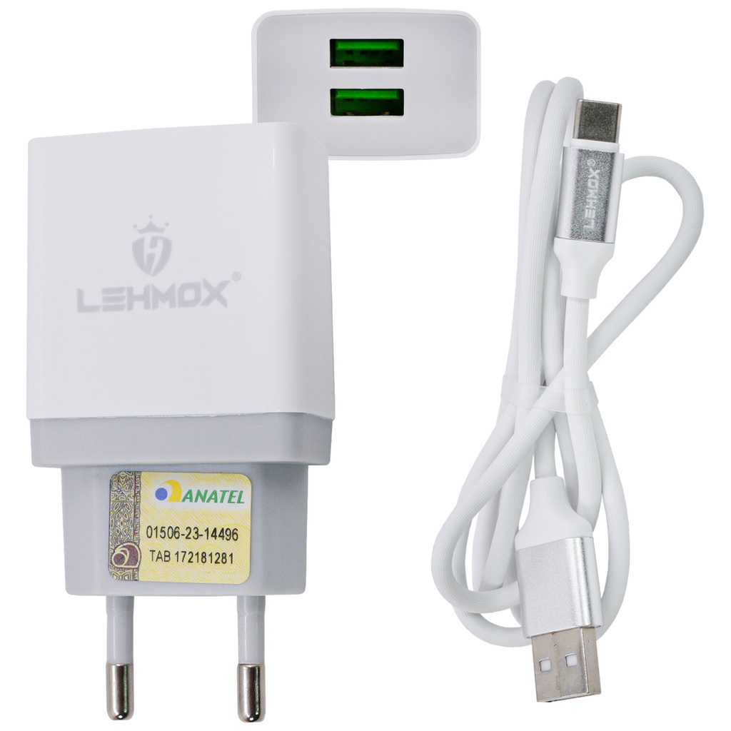 Carregador USB-C Rápido 2 Entrada USB Para Iphone Android