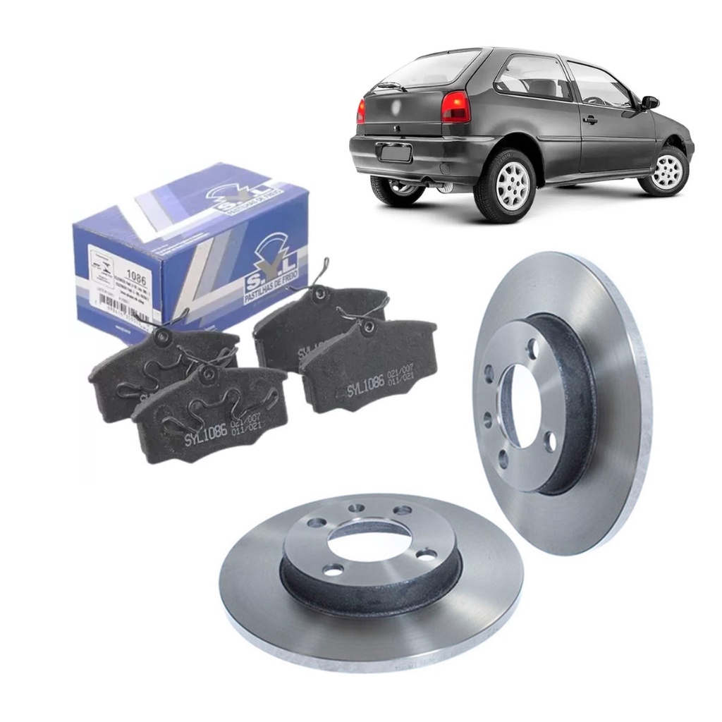 Par Disco Freio + Jogo Pastilha Gol Parati Saveiro G1 G2 G3 Disco Solido em Oferta na Shopee