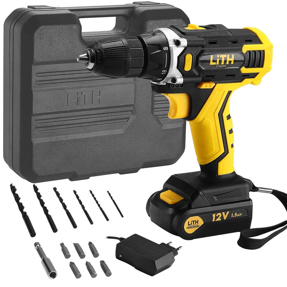 Parafusadeira Furadeira Impacto 3.8" Polegadas 60Hz Bateria 12V Bivolt Maleta Acessórios - Lith - Home & Living