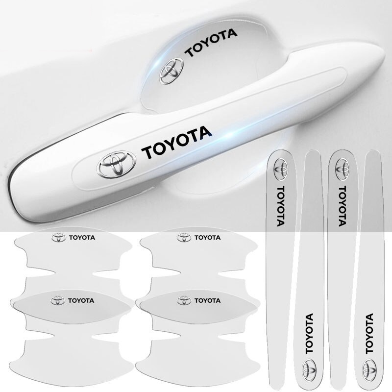 Para Toyota 8Pcs Autocolante Transparente Anti-Riscos Na Porta Do Carro De Proteção Da Wigo Agya Raize Calya Avanza Veloz Rush Kijang Innova Yaris Corolla Cross bZ4X RAV4 Vios Fortuner