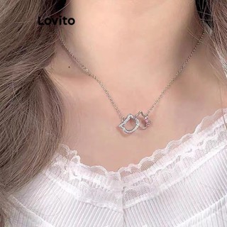 Lovito Casual Colar Feminino de Desenho LNA28120 (Prateado)