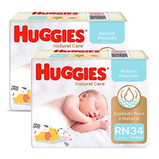 Kit 2 Fralda Huggies Recém Nascido Natural Care 34 Unidades