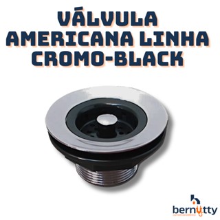 Válvula Pia Cozinha Americana ABS Escoamento 3.1/2 Black Cromo