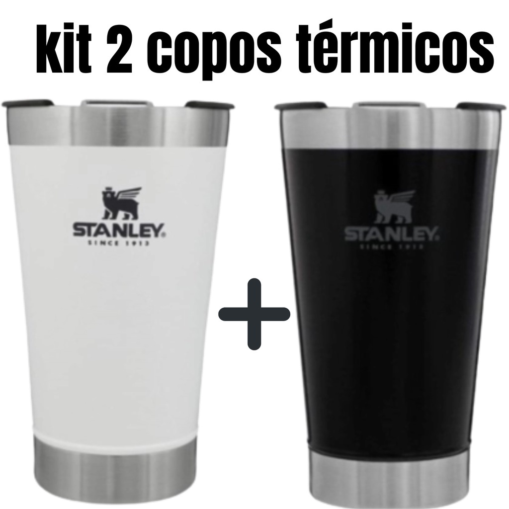 Kit 2 Copos Stanley Termico Com Tampa e Abridor 473ml para Cerveja Inox Aço Resistente Todas as cores copo termico de Cerveja