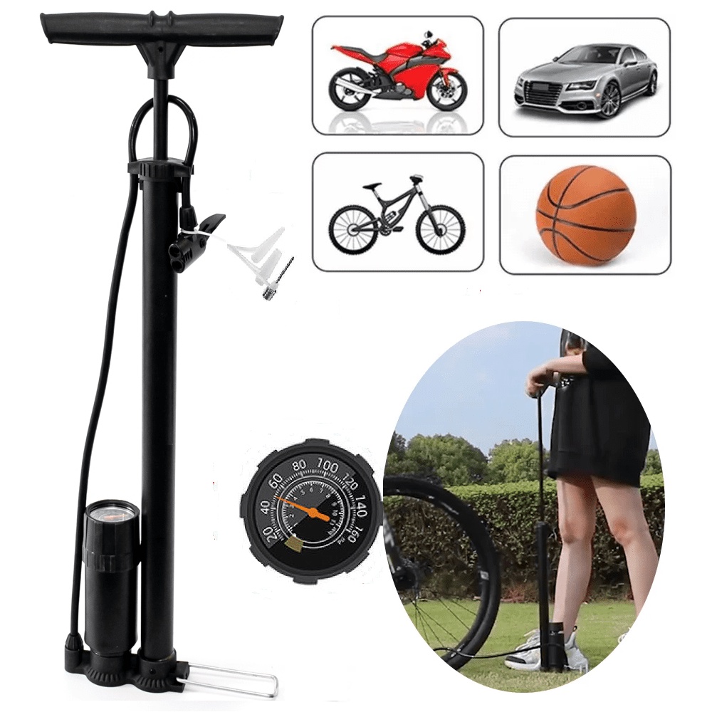 Bomba De Encher Pneu Bola Bicicleta, Carro, Moto, Boias Chão