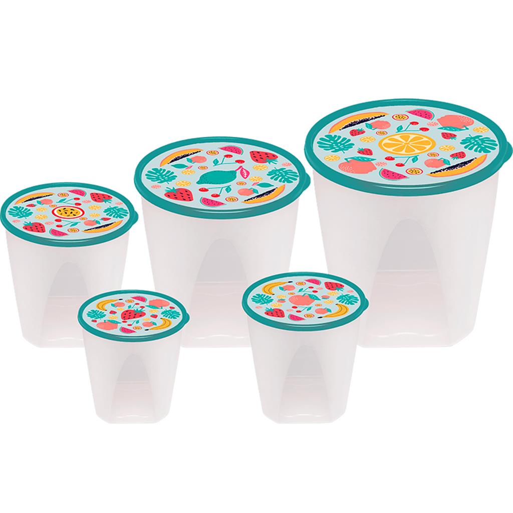 Conjunto 5 Potes De Mantimentos Para Guardar Acucar Cafe Arroz Kit De Vasilhas Multiuso Para Casa Cozinha Antivazamento Otima Vedacao - Jaguar