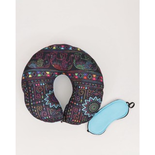 ​Almofada de Pescoço com Venda Estampada Mandalas Azul