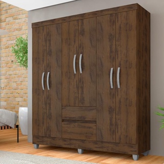 Guarda Roupa Casal Cancun 6 Portas 2 Gav Capuccino - Móveis Arapongas em Oferta na Shopee