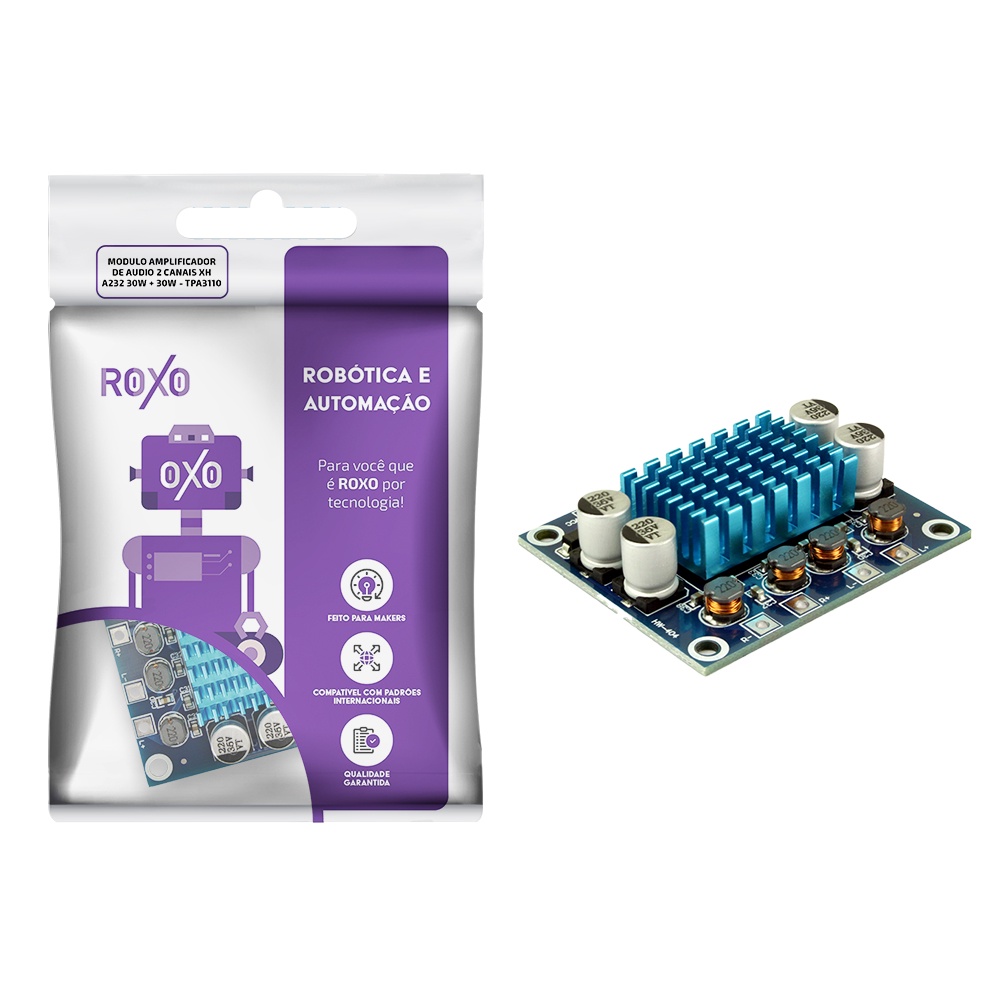 Módulo Amplificador De Áudio 2 Canais XH-A232 30W + 30W TPA3110 - RoXo