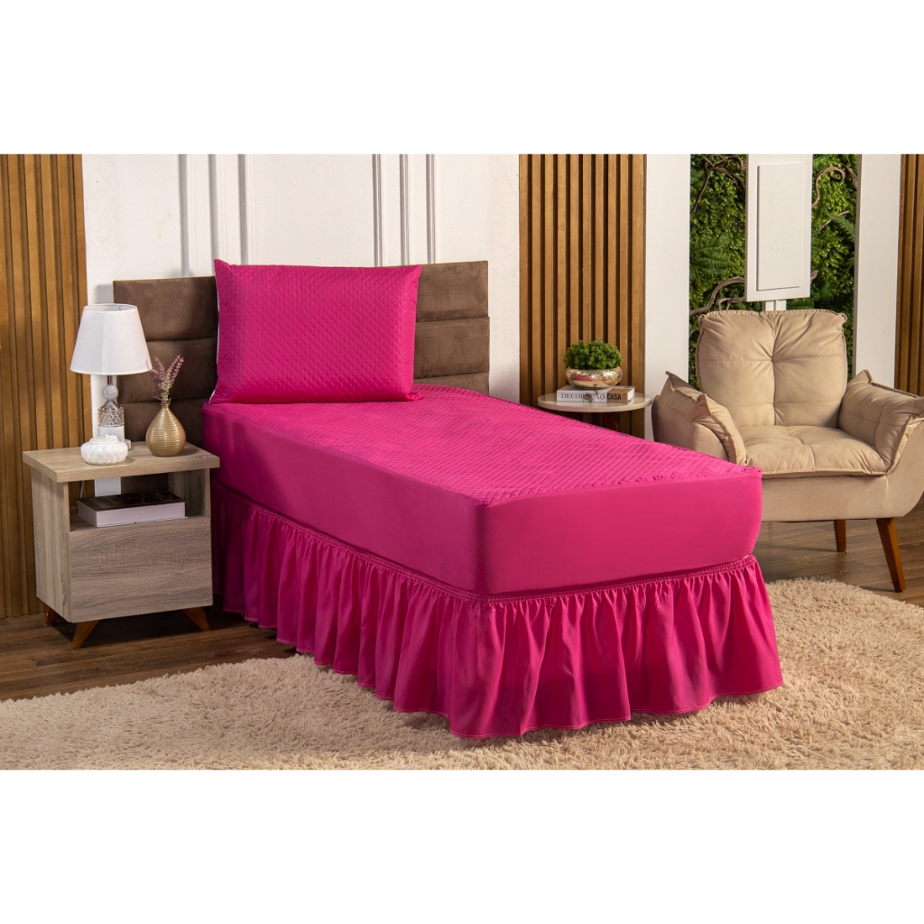 Kit Protetor impermeavel Completo Solteiro Para Cama Box Matelado + Porta Travesseiro + Saia 3 Peças em Oferta na Shopee