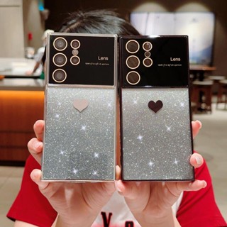 Para Samsung S24 Plus Ultra Luxury Gradual Change Glitter Casing Side Love À Prova De Choque Capa De Telefone De Janela Grande TPU Capa Macia Para S23 S22 S21 S20 S23 FE A53