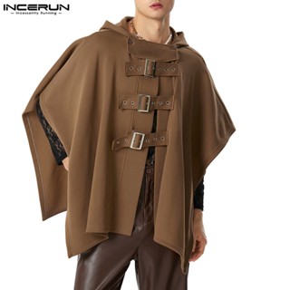 INCERUN Homens Vintage Silhouette Cor Sólida Botão Manga Longa Mantos