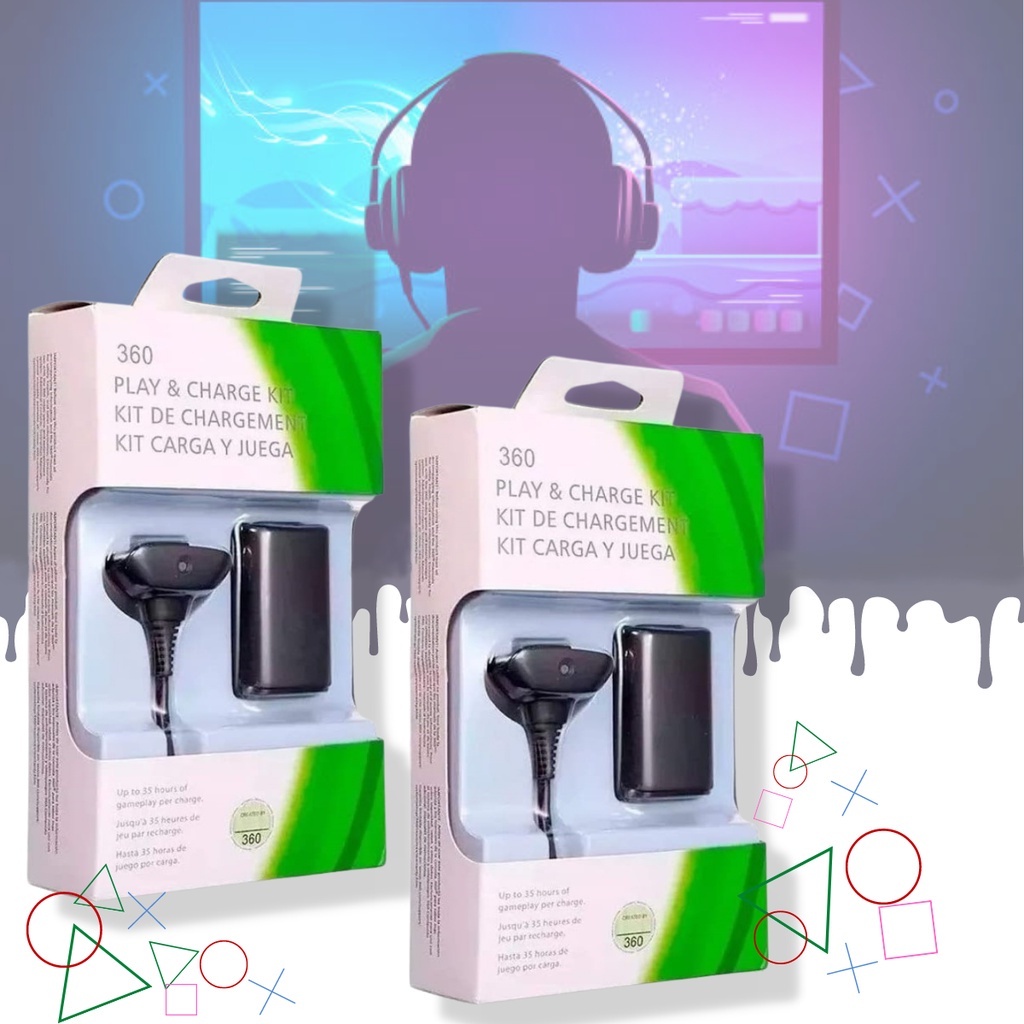 Kit 2 Bateria +Carregador Controle Xbox 360 Manete SusStore - Miniatura 2