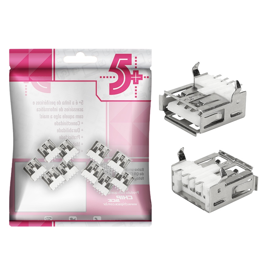 10x Peças Conector Usb Tipo A Fêmea 180° Para Placa Yh-usb01c