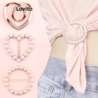 Lovito Broches de Metal com Formato de Coração para Mulheres LFA06075 (Off White/Dourado)