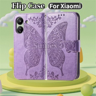 Capa De Couro Borboleta Flor Para Xiaomi Poco C65 2023 Pococ65 4G Carteira À Prova De Choque hp Redmi 13C Redmi13c Porta-Cartões
