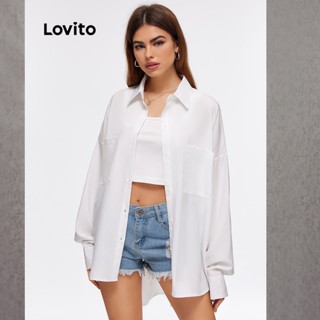Lovito Blusa De Gola Polo Casual L20D1108 (Branco)