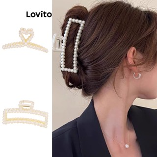 Lovito Grampos De Cabelo Elegantes Com Pérolas Em Formato De Coração Para Mulheres LFA08031 (Branco/Esbranquiçado)