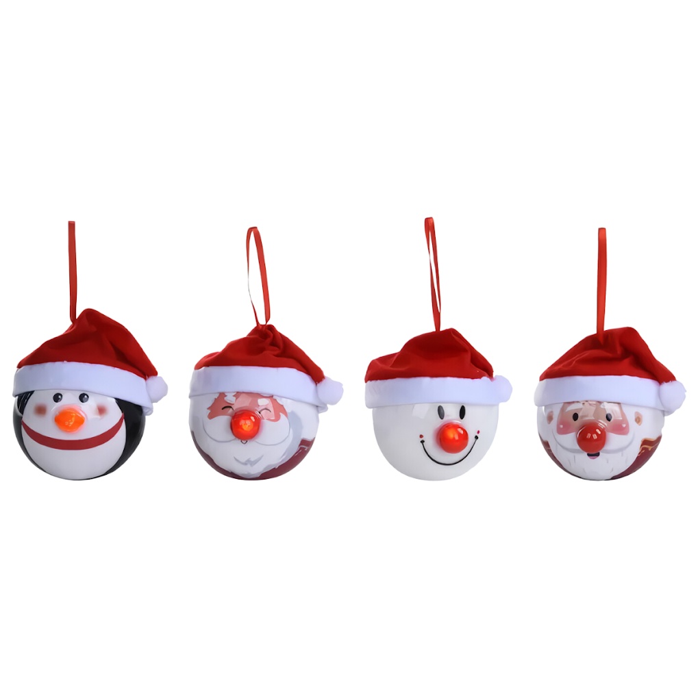 Enfeite Bola Árvore Natal Decorativa Pisca Pisca Em Led Sortido 1un Decoração Natalina Papai Noel Pinguim Boneco de Neve