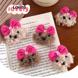 Lovito Bonito Desenho Animado Arco Pelúcia Urso Feminino Coração Grampos De Cabelo Para Mulheres LFA08513 (Cáqui/Marrom)