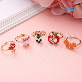 Yonger 36pcs Novo Conjunto De Jóias De Cartoon Bonitinho Diamante Caixa De Presentes Coração De Liga De Anel Infantil
