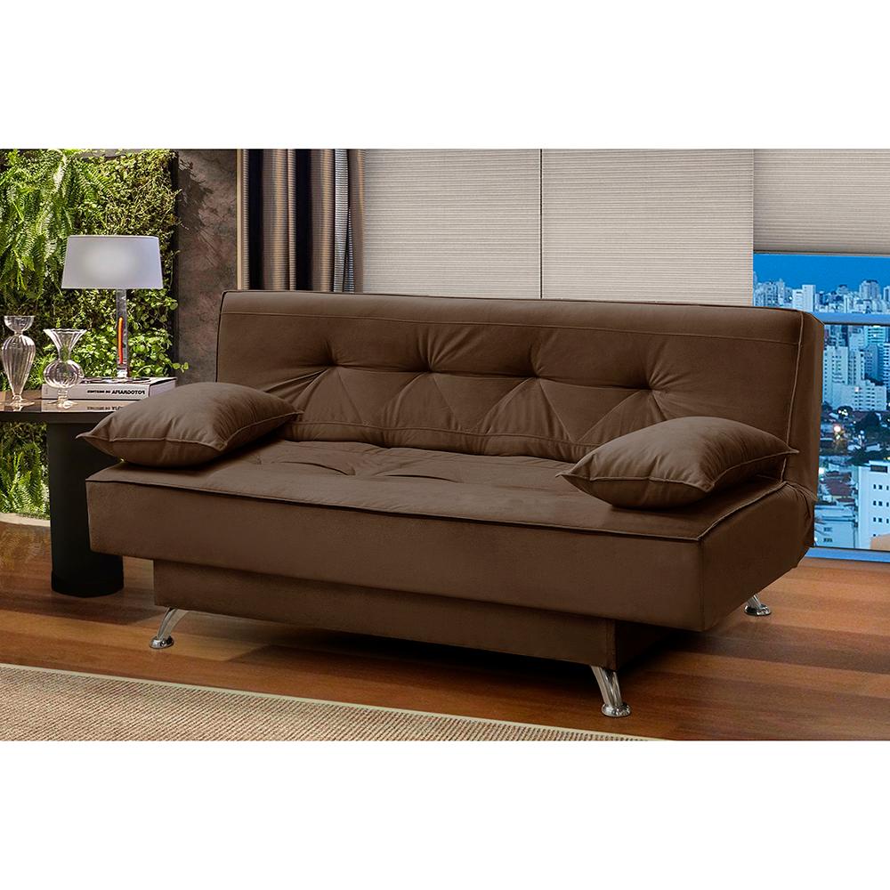 sofá cama 1,80m França Suede Marrom Adonai Estofados - Home & Living