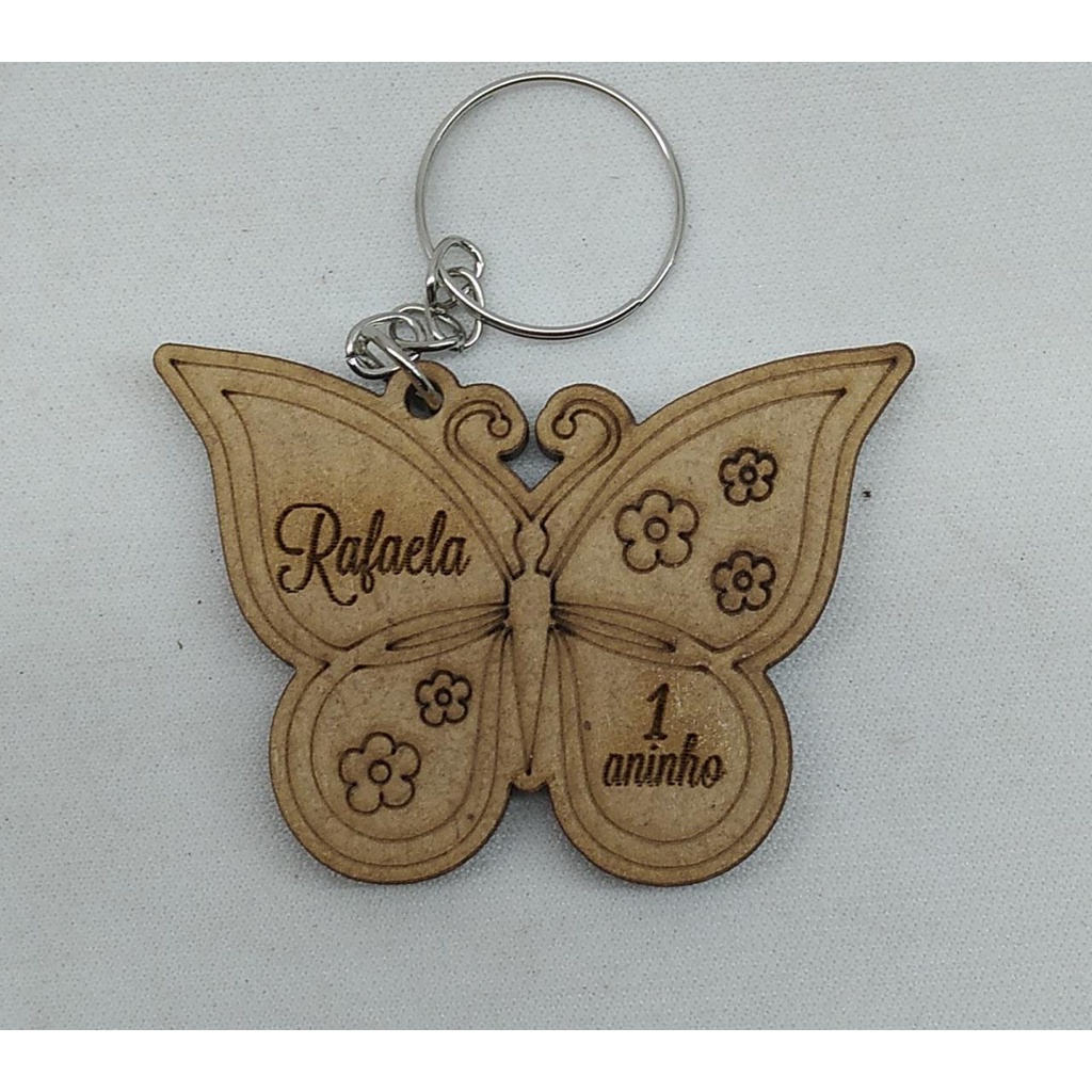 Chaveiro Personalizado Borboleta para lembrancinha de aniversário MDF 3mm
