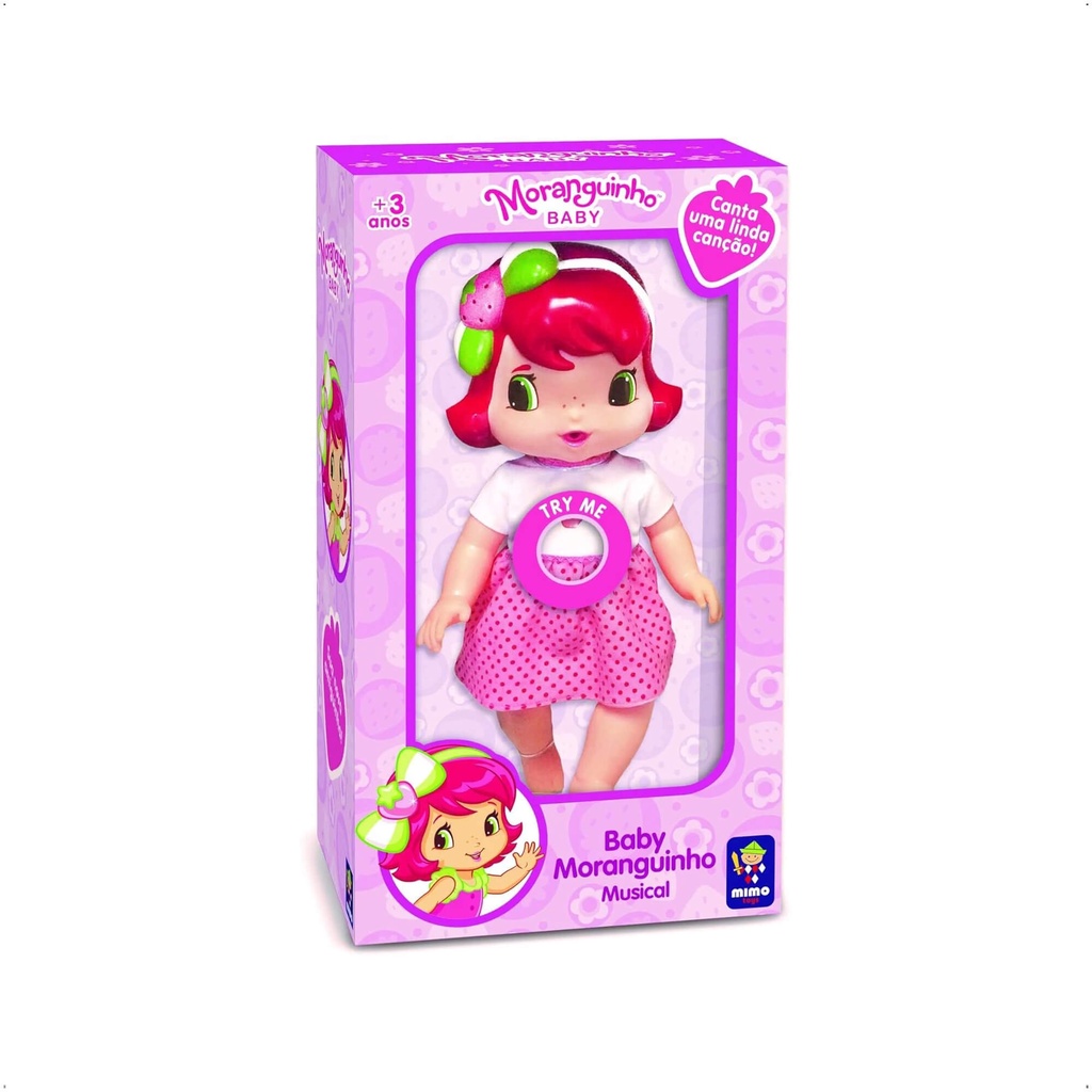 Brinquedo Boneca Baby Moranguinho Que Canta Com Som Mimo Toys 4009 em Oferta na Shopee