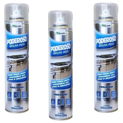 Poderoso Brilha Inox Kelldrin - Kit 3 de 300ml