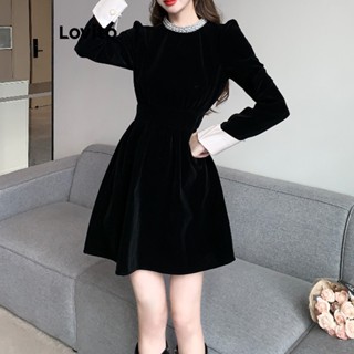 Lovito Vestido Casual Com Costura Em Tecido Liso E Pontudo Para Mulheres LNA44225